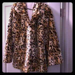 Faux Leopard fur coat